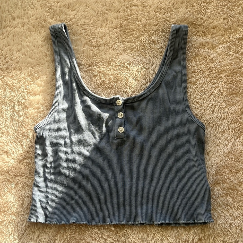 American Eagle Blue Cropped Tank Top